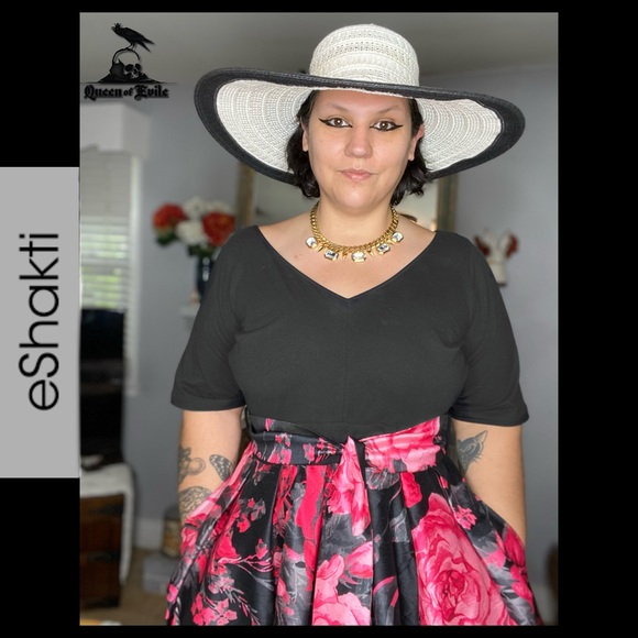 eshakti Dresses & Skirts - EShakti Floral Print Dupioni & Cotton Knit Dress